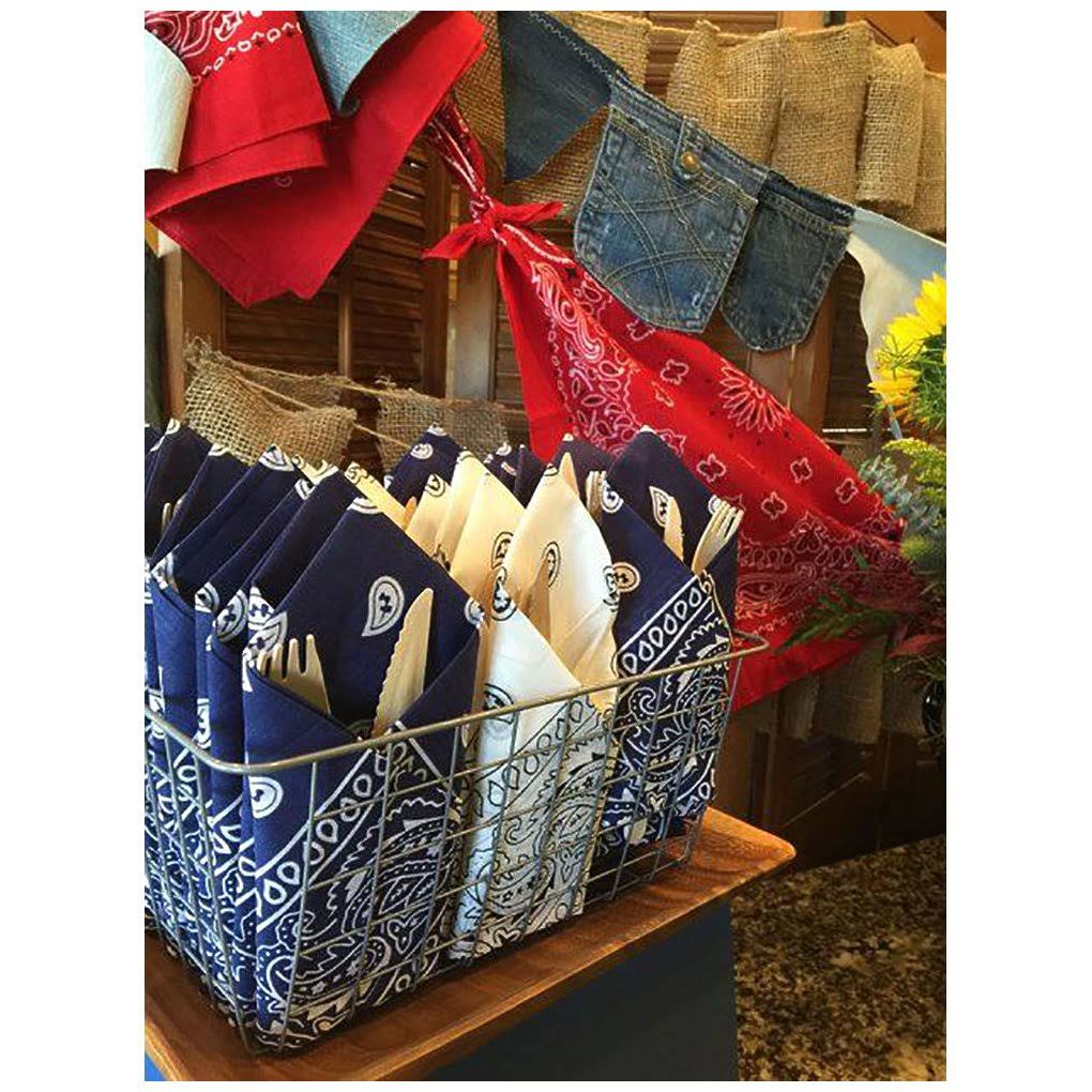 72 Pack Royal Blue Paisley Print Polyester Bandanas P155621