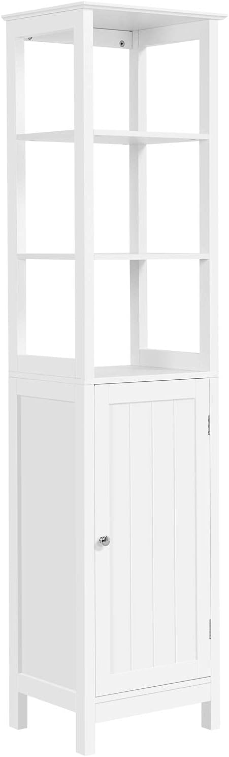 Tall Bathroom Storage Cabinet with 3 Tier Shelf and Door W55335