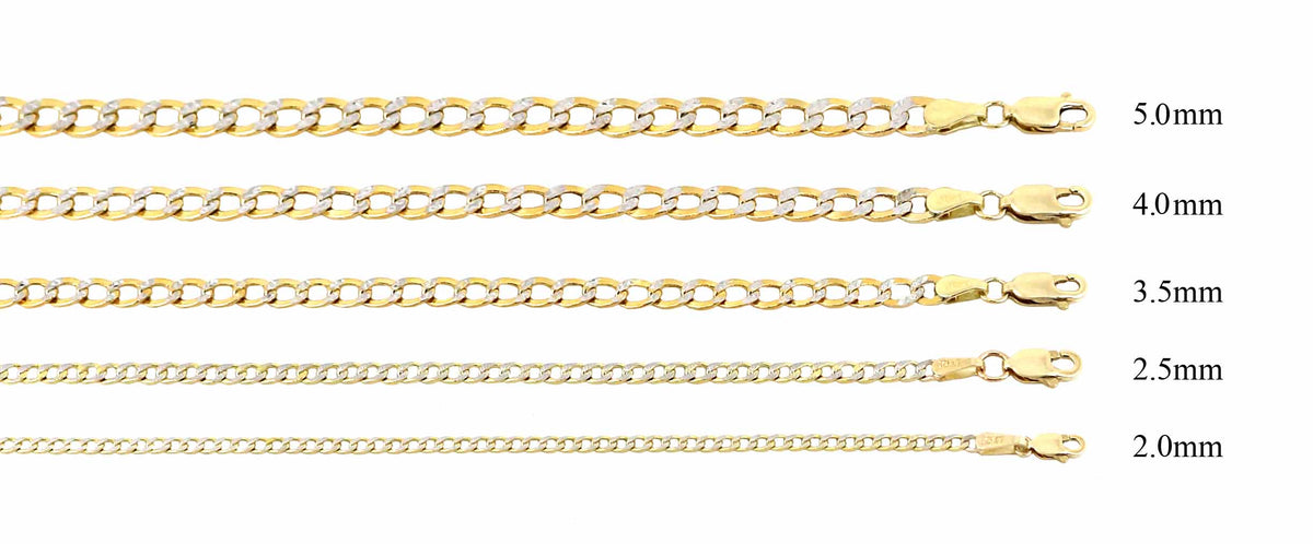 10K Hollow Two Tone Yellow & White Gold Cuban Link Necklace 4.5mm 20" K1903