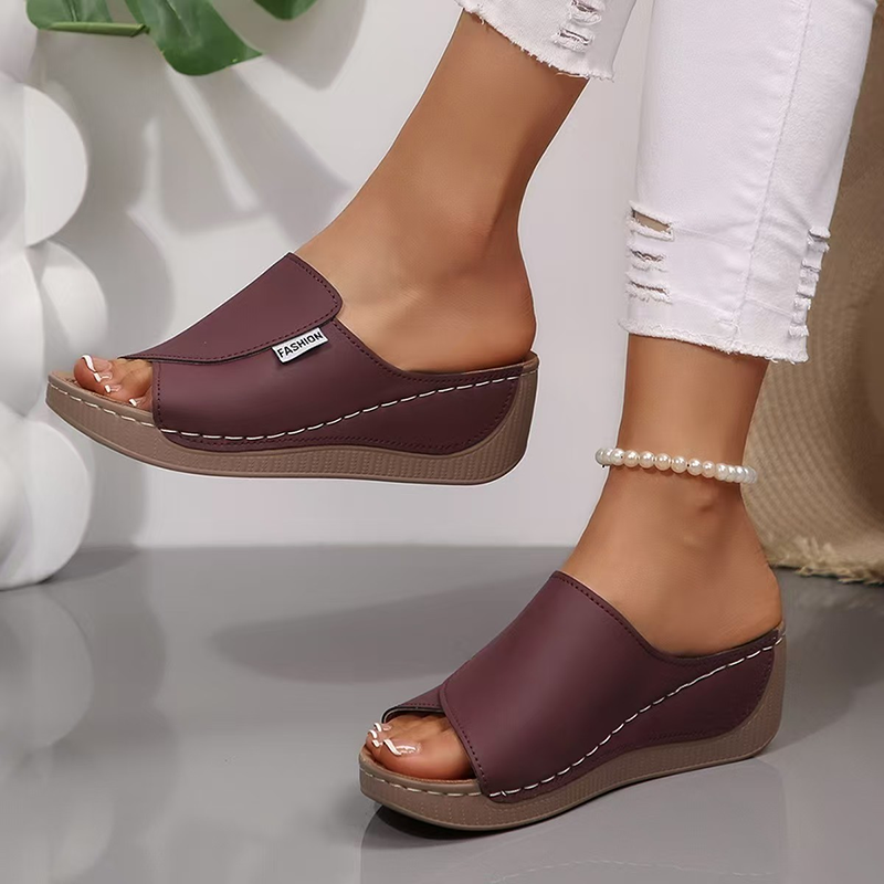 Women's Comfortable Platform Flat Sandals – Open-Toe Wedge Slides