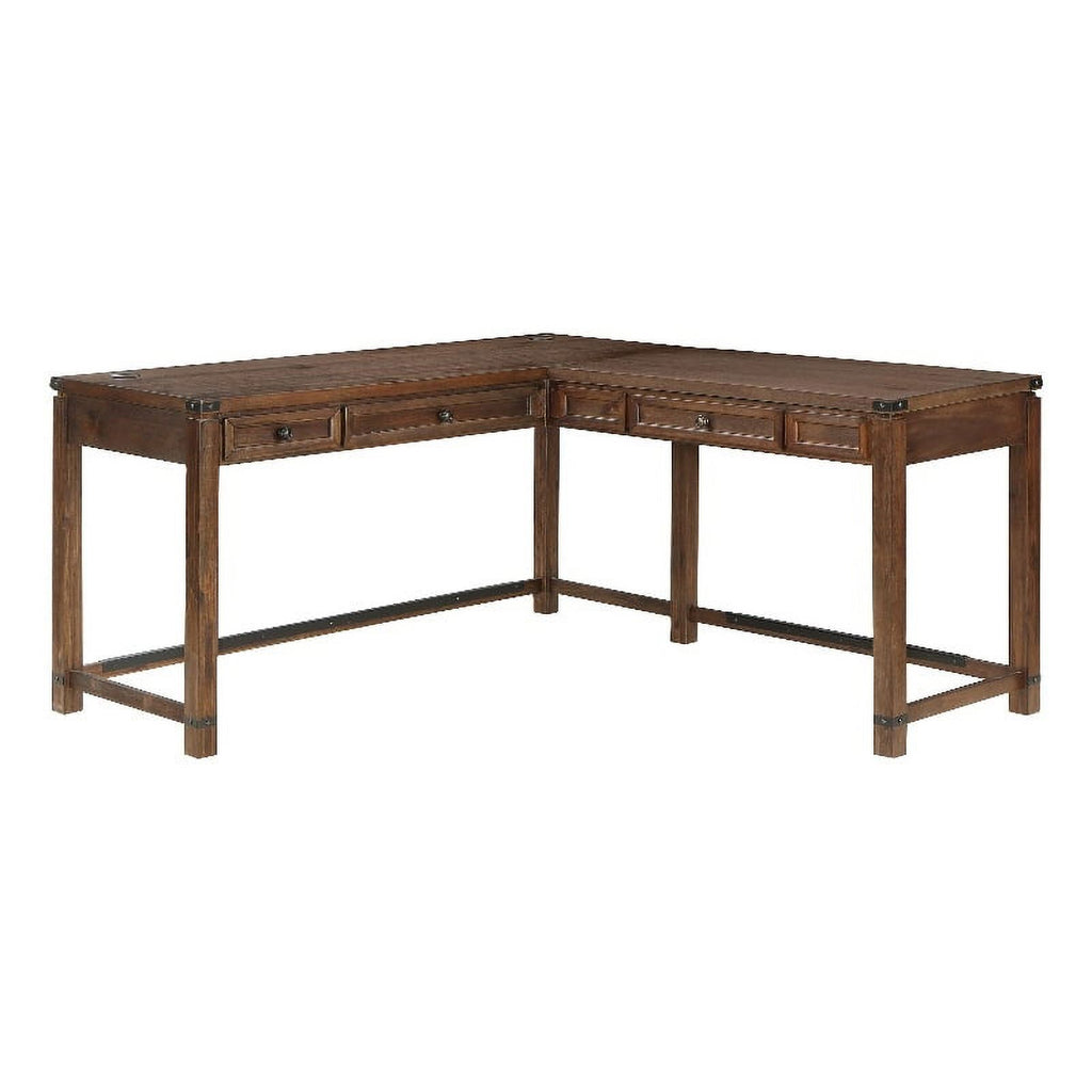 Brushed Walnut Engineered Wood Sit-to-Stand L-Desk O839