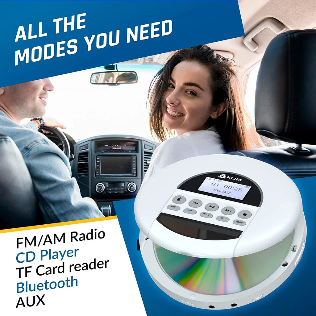 Portable CD Player with Bluetooth, White Y333