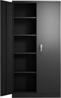 Black Steel Storage Cabinet with 2 Doors and 4 Adjustable Shelves L6153