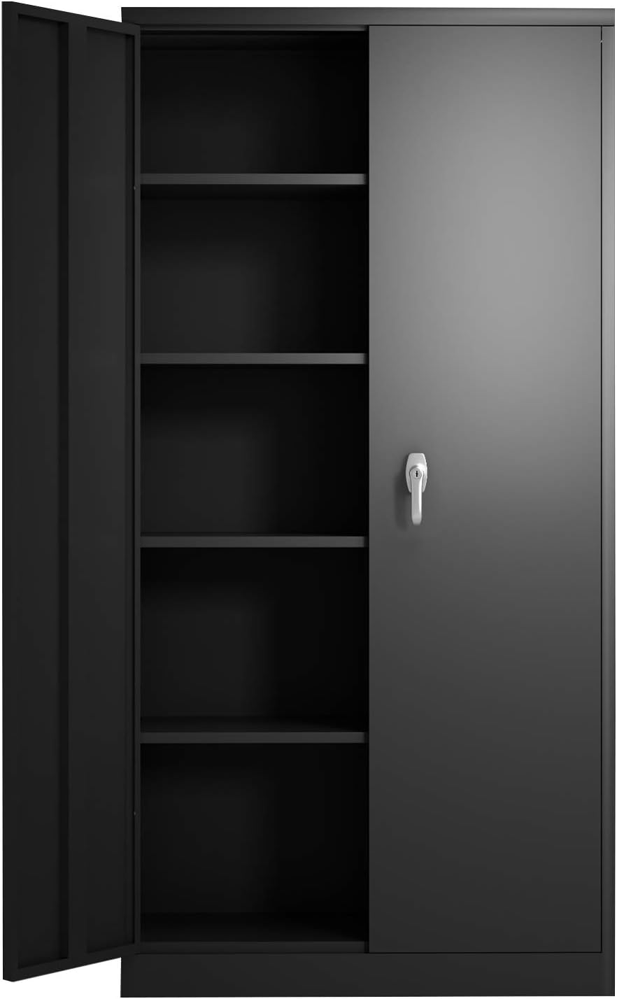 Black Steel Storage Cabinet with 2 Doors and 4 Adjustable Shelves L6153