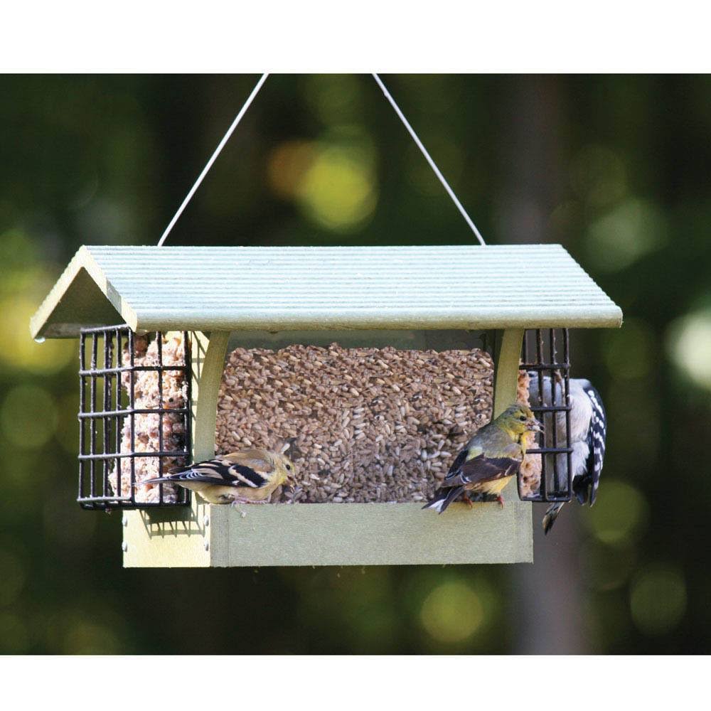 Recycled Medium Hopper Bird Feeder with Suet Cages M5400