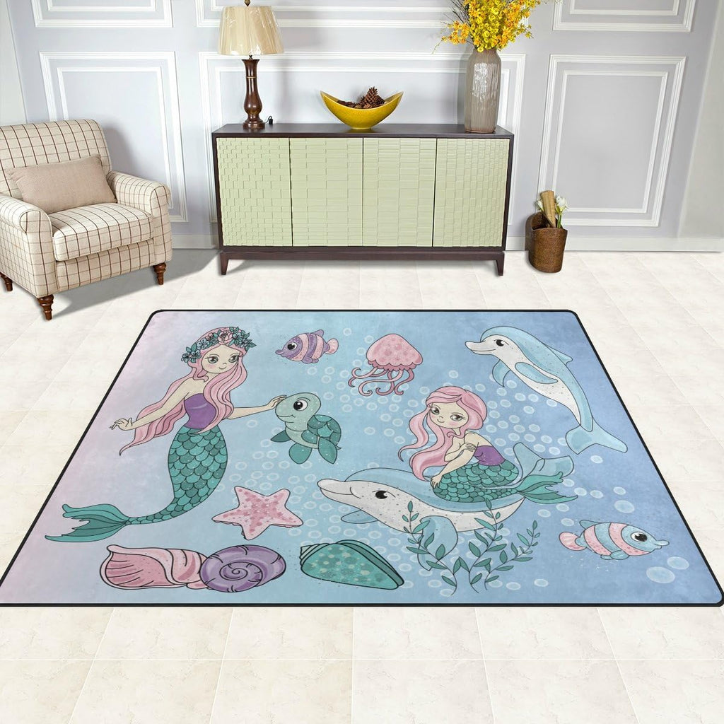 Underwater Magic Fairyland Lightweight Carpet Mats, 6'8" x 4'10" Area Soft Rugs Floor Mat Rug E129328
