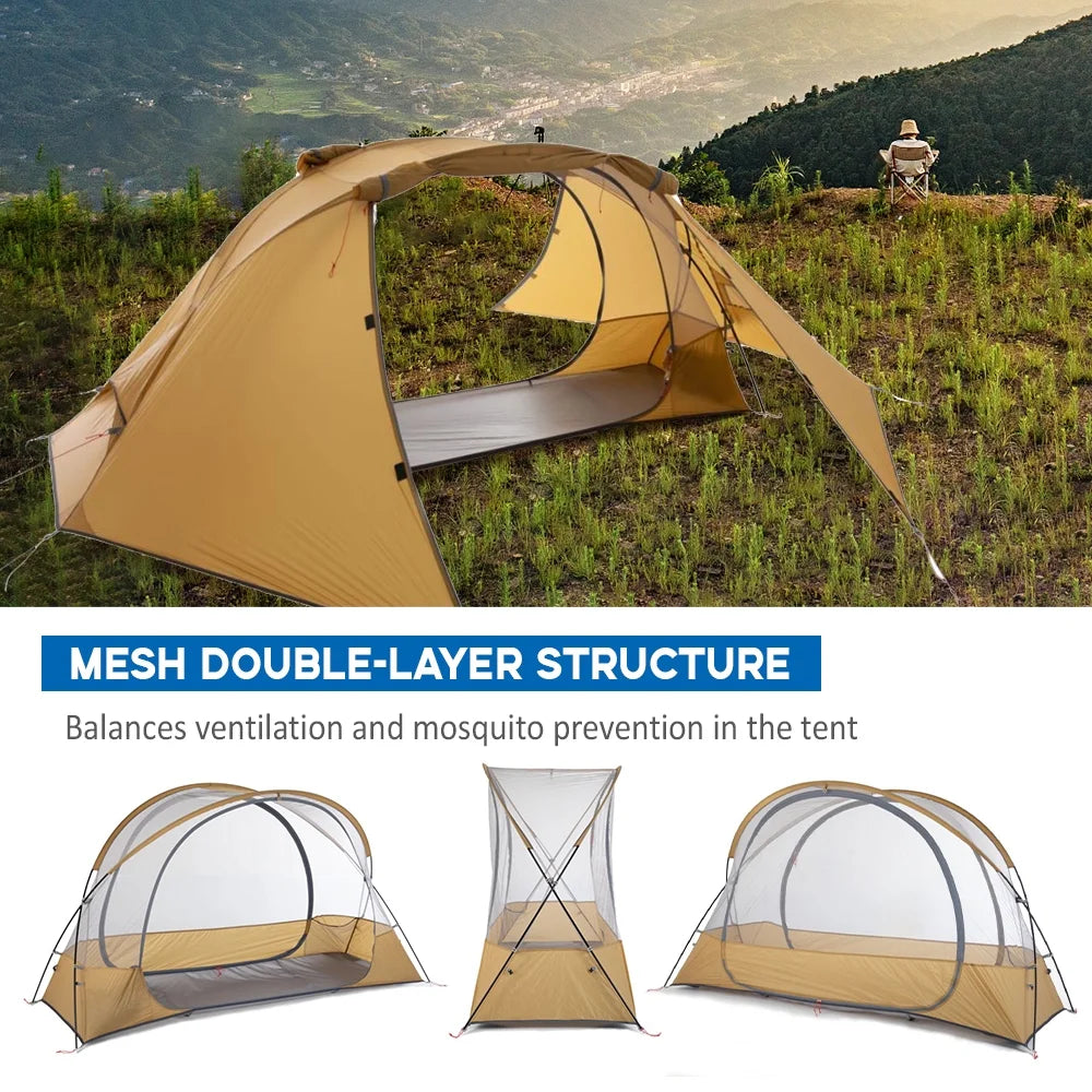 Lightweight Backpacking Tent for 1 Person Double layer Construction I38833