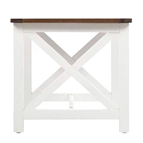Acacia Wood End Table with White Frame D8802