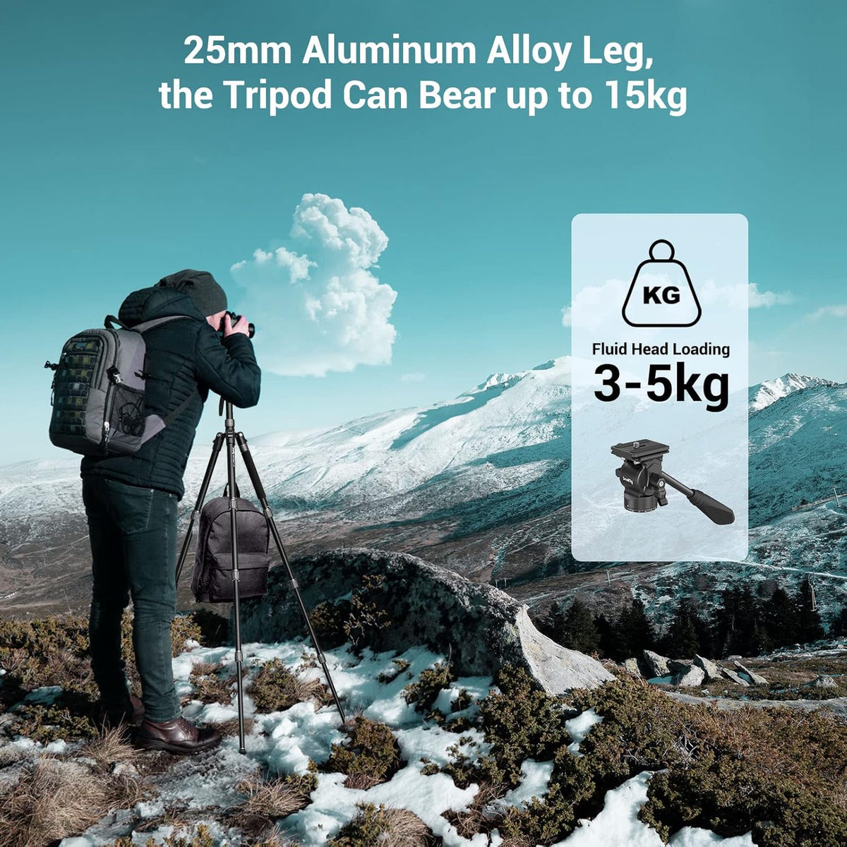 71 Video Tripod Monopod with Fluid Head, Aluminum Camera Tripod, Adjustable Height from 16.5 to 71 S5471