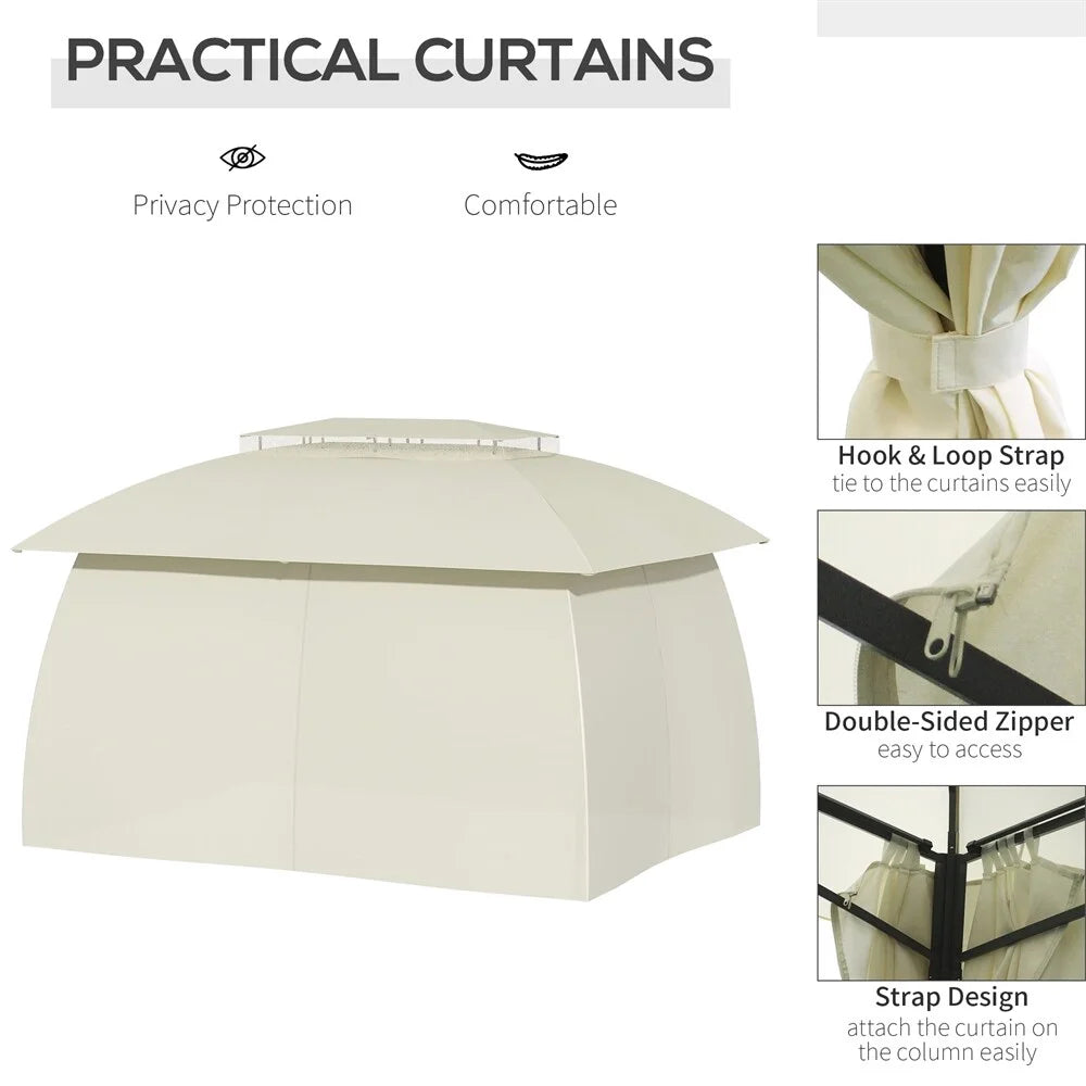 Double Vented Roof Patio Gazebo with Steel Frame and Curtain Sidewalls I6031