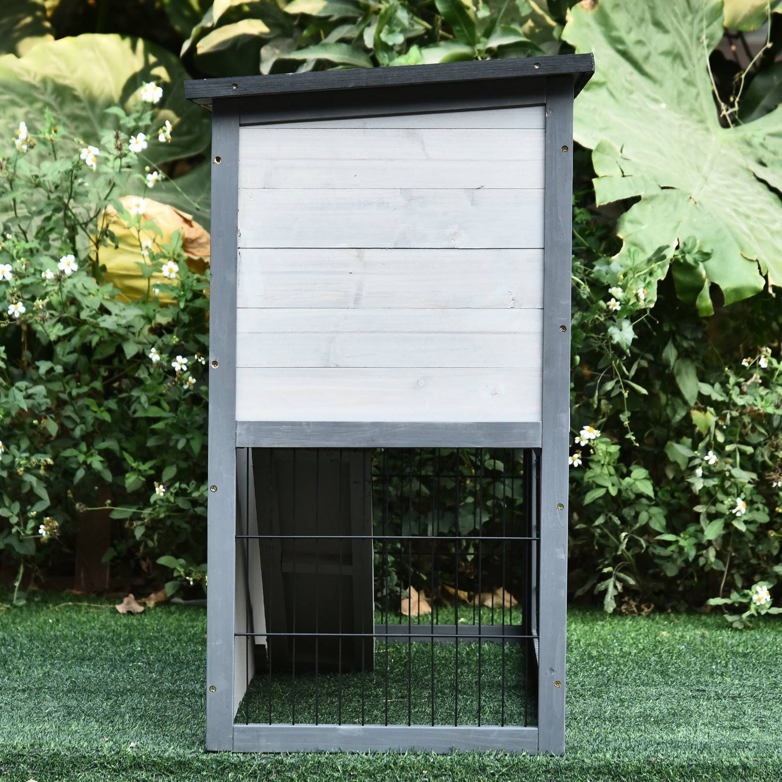 2-Tier Wooden Rabbit Hutch with Cage P95336