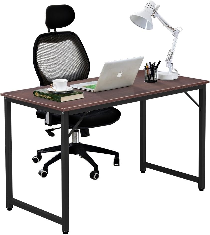 47 inches Composite Wood Computer Desk, Walnut and Black Legs Pack of 2 A2020