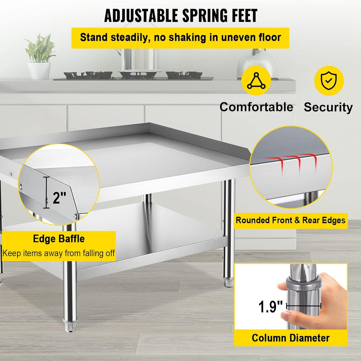 Stainless Steel Grill Stand Table with Adjustable Storage Undershelf T949