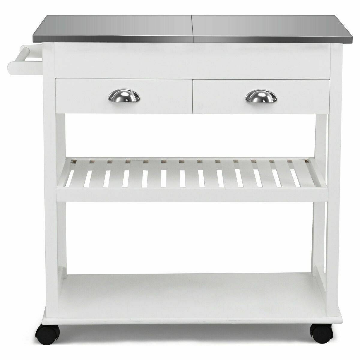 Stainless Steel Mobile Kitchen Trolley Cart with Drawers & Casters T981175
