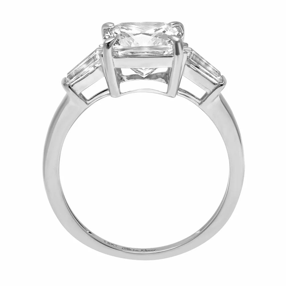 18K White Gold Three-Stone Diamond Engagement Ring H296