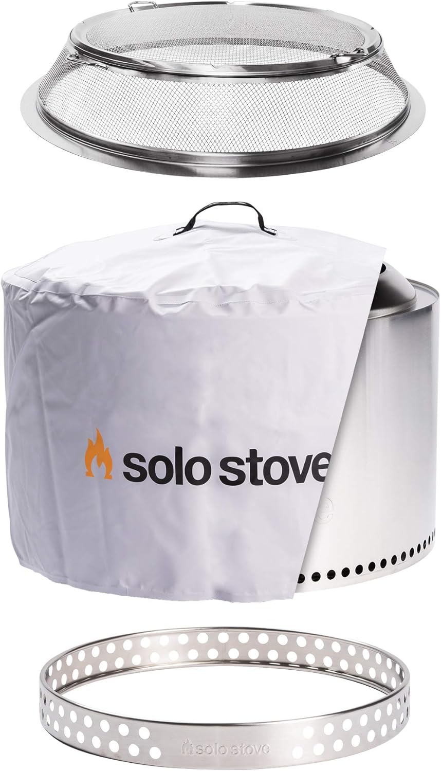 27x17 Inches Portable Wood Burning Smokeless Fire Pit with Camp Stove Accessories Q768606
