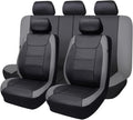Gray Black Faux Leather Carbon Fiber Car Seat Covers Full Set Pack of 2 S842187