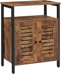 Rustic Brown Floor Storage Cabinet with Hidden Adjustable Shelf P33814
