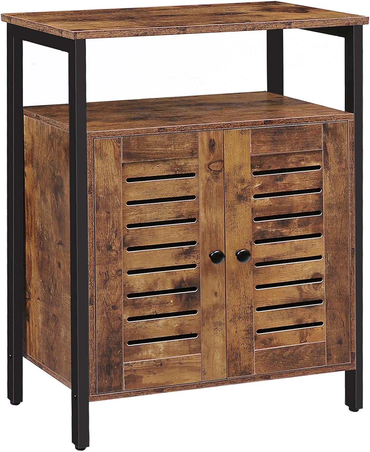 Rustic Brown Floor Storage Cabinet with Hidden Adjustable Shelf P33814