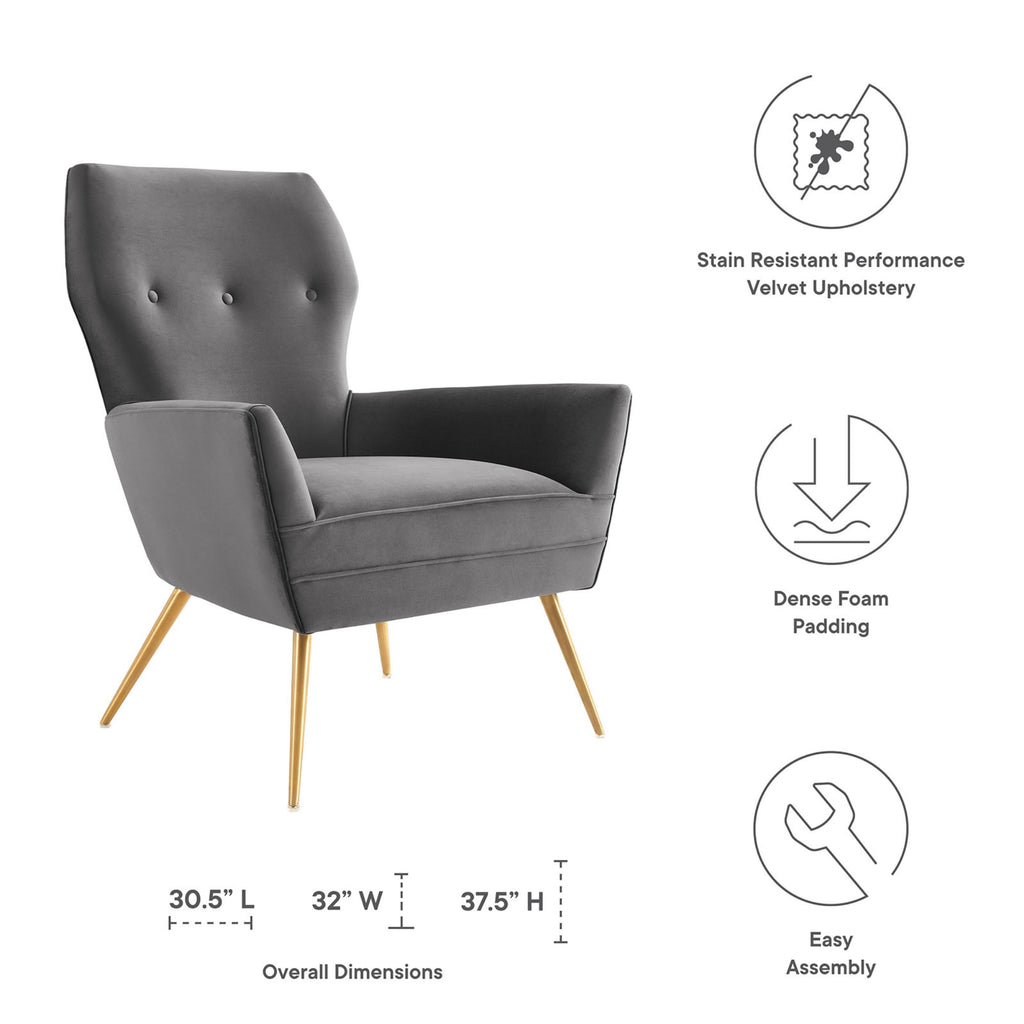 Gray Tufted Velvet Armchair T9202