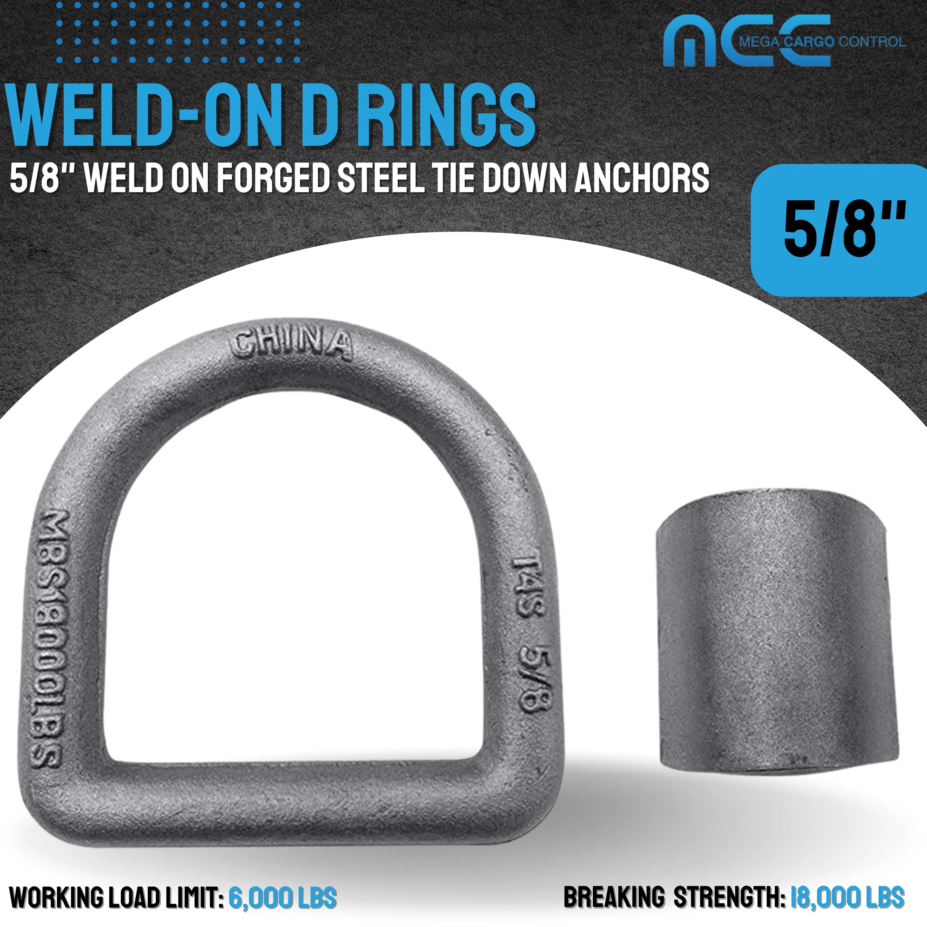 10 Pack Heavy Duty 5/8" Weld-On D Ring for Flatbed Truck Trailer Tie Down F334