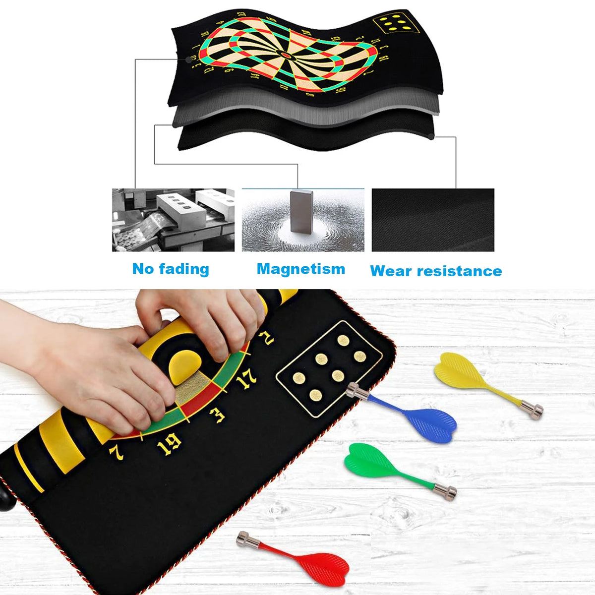 16 Magnetic Darts Double-Sided Dart Board Game Q901