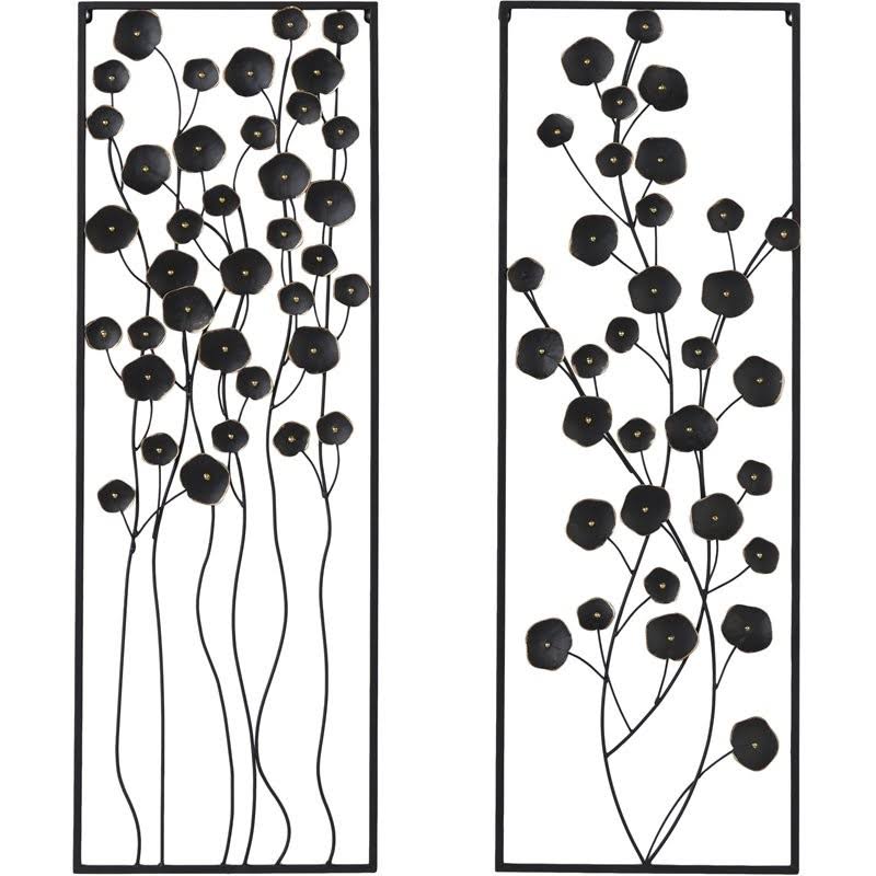 Black Metal Floral Wall Decor (Set of 2) F7071