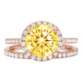 2.56 ct Round Cut Yellow Simulated Diamond 18k Rose Gold Ring Band Set Size 3.5 I55519