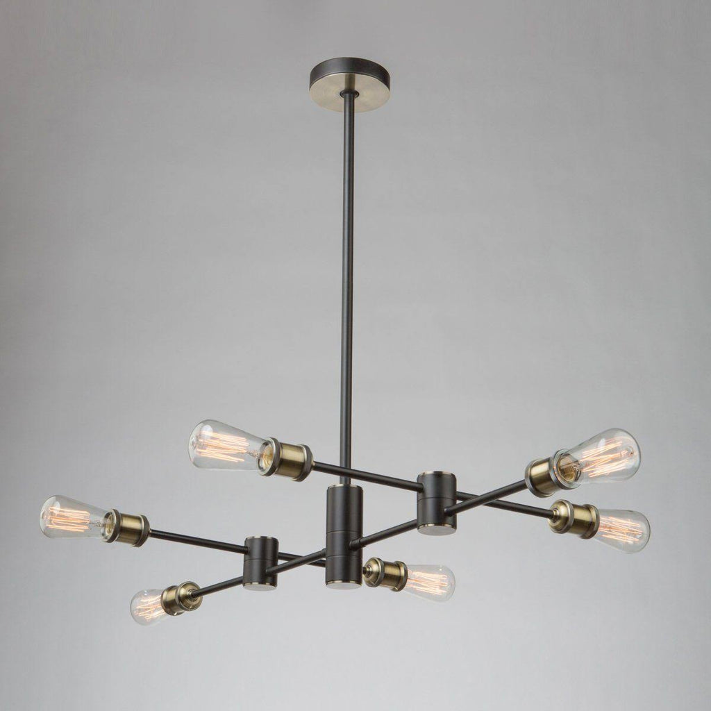 Matte Black Satin Brass 6 Light Chandelier Z2597
