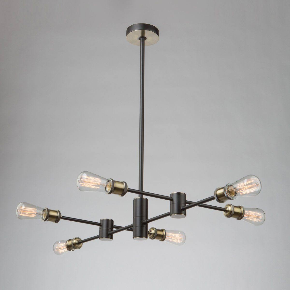 Matte Black Satin Brass 6 Light Chandelier Z2597