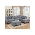 Gray 3 Piece Fabric Sectional Sofa Set with Ottoman W7562