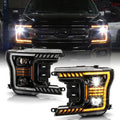 Black Amber LED Tube Sequential Signal Projector Headlights Left+Right T389005