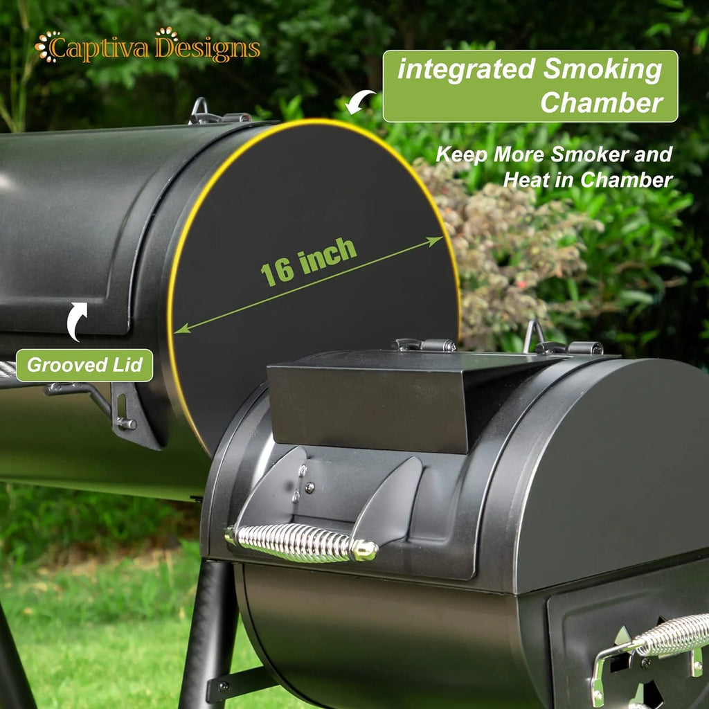 Heavy Duty Outdoor Offset Smoker with Extra Large Cooking Area R53413