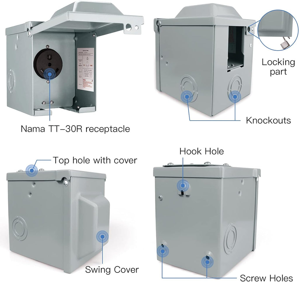 50 Amp 125/250 Volt NEMA 14-50R Weatherproof RV Power Outlet Box I88513