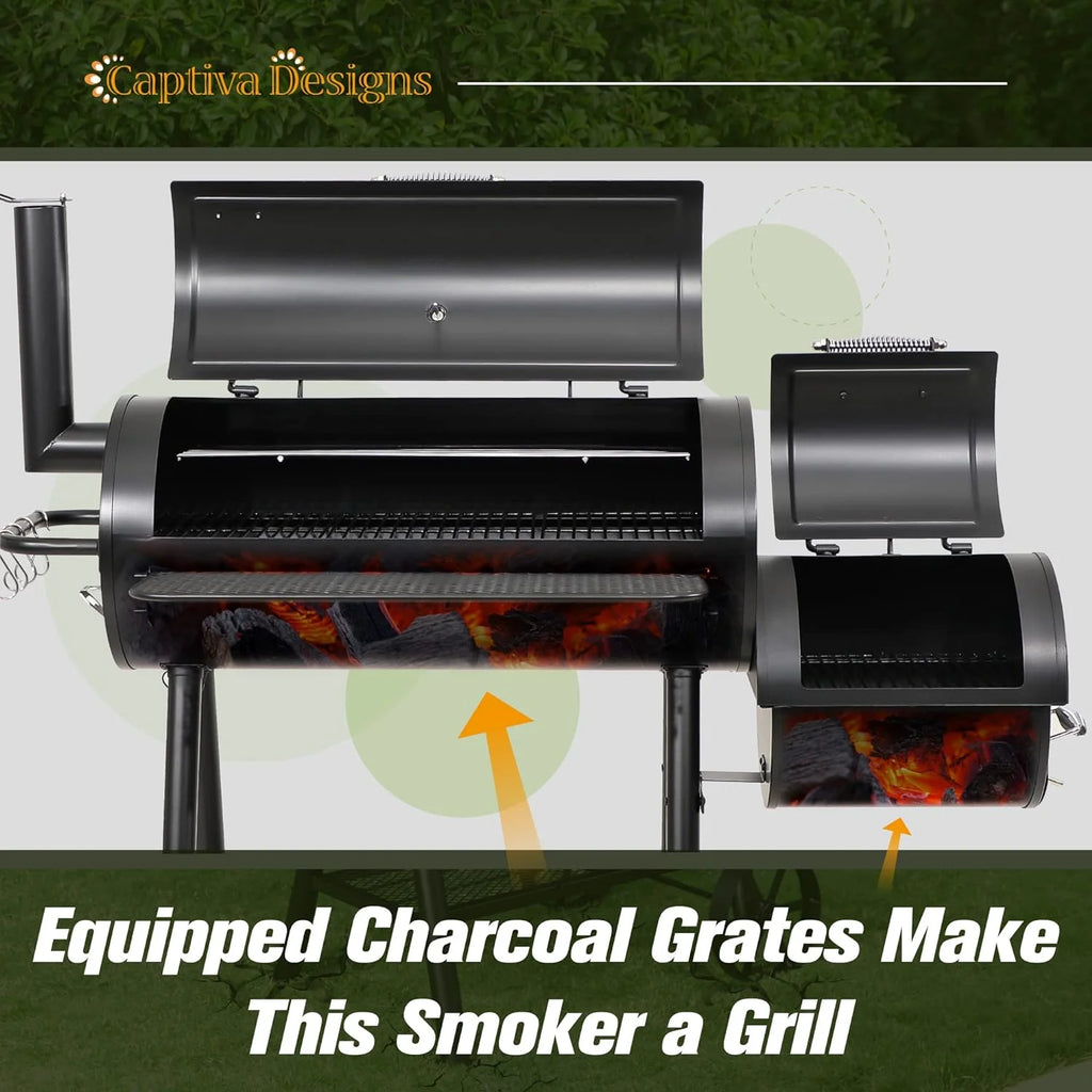 Heavy Duty Outdoor Offset Smoker with Extra Large Cooking Area R53413