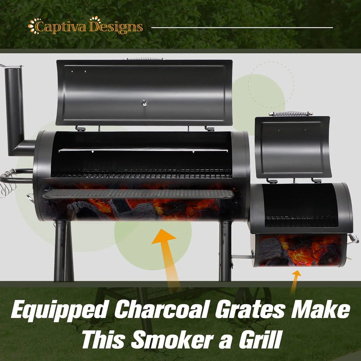 Heavy Duty Outdoor Offset Smoker with Extra Large Cooking Area R53413