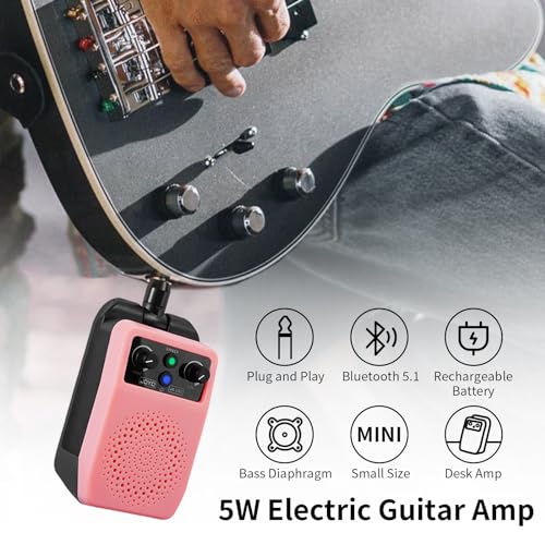 Mini Guitar Amp 5W Portable Rechargeable Bluetooth Combo Amplifier Black H350469