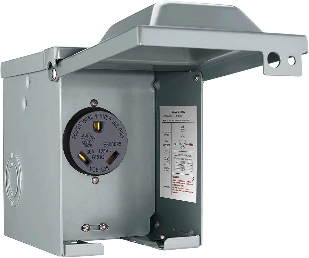 50 Amp 125/250 Volt NEMA 14-50R Weatherproof RV Power Outlet Box I88513