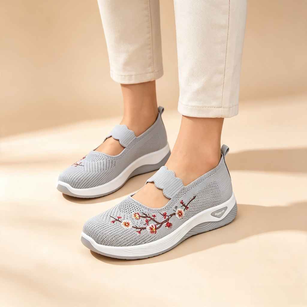 Embroidered Mesh Slip-on Sneakers