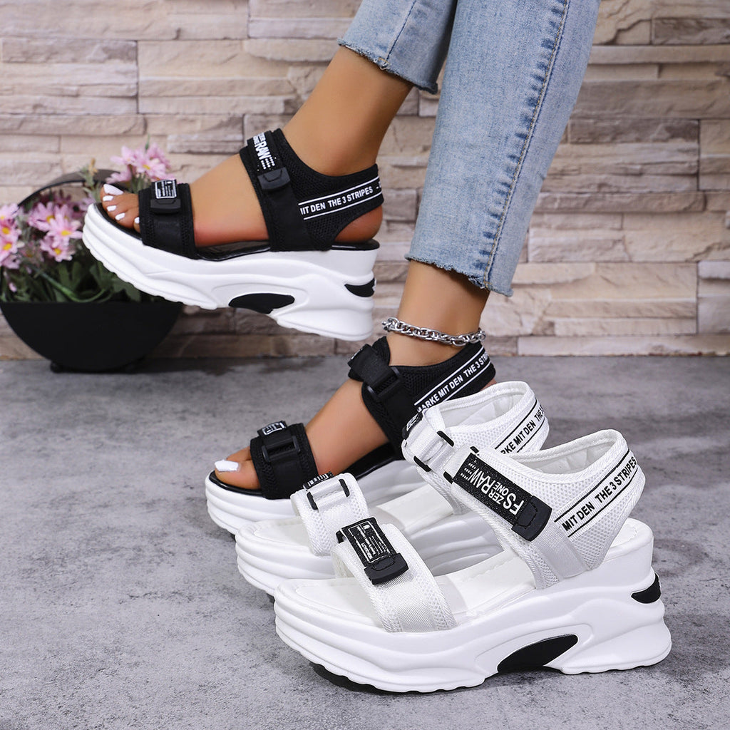 7.5cm Platform Sport Sandals - Comfy Velcro Summer Shoes