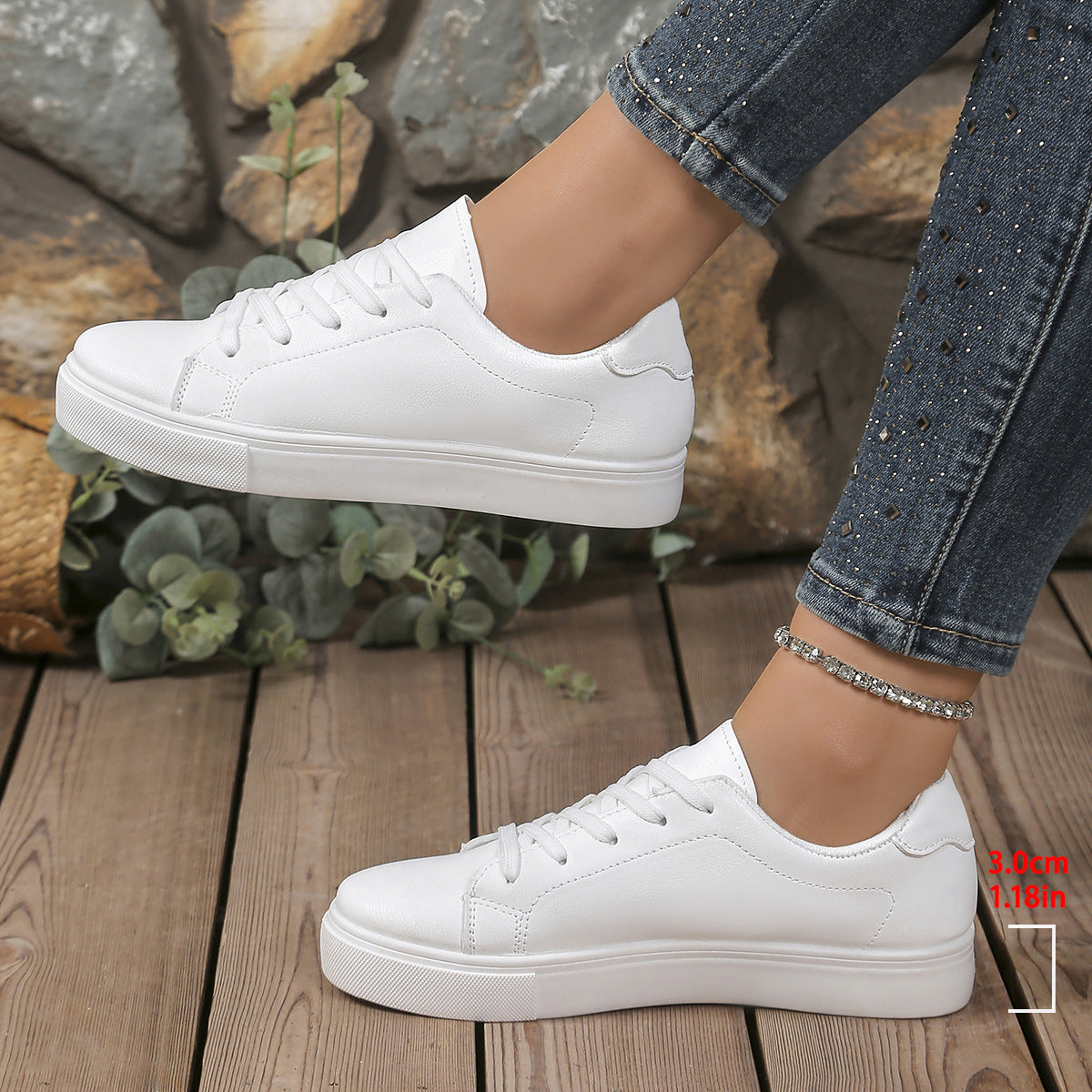Women's Platform Lace-Up Sneakers - Casual Chunky Sole Comfort Shoes