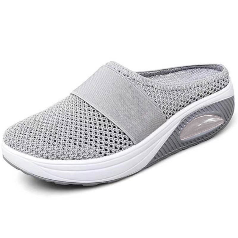 Women's Mesh Knit Slip-On Loafers - Comfortable Air Cushion Wedge Casual Shoes