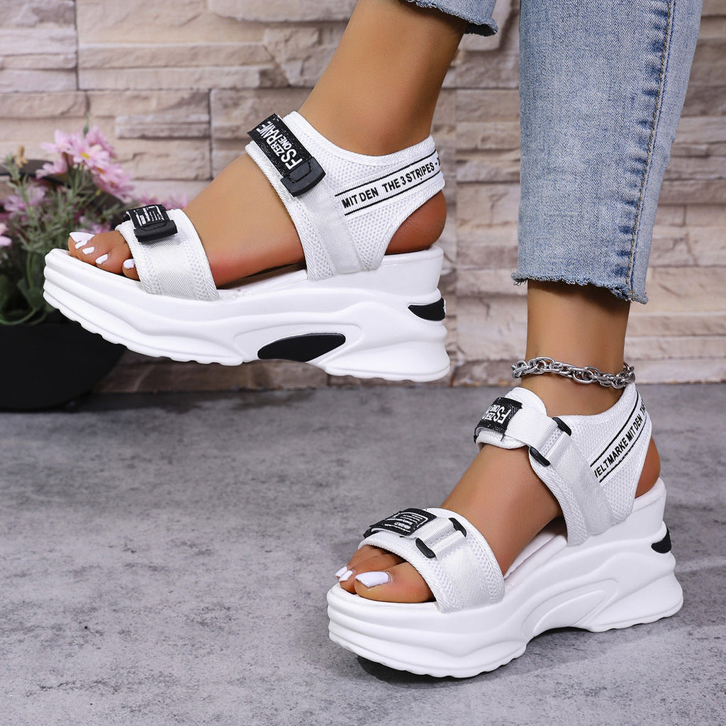 7.5cm Platform Sport Sandals - Comfy Velcro Summer Shoes