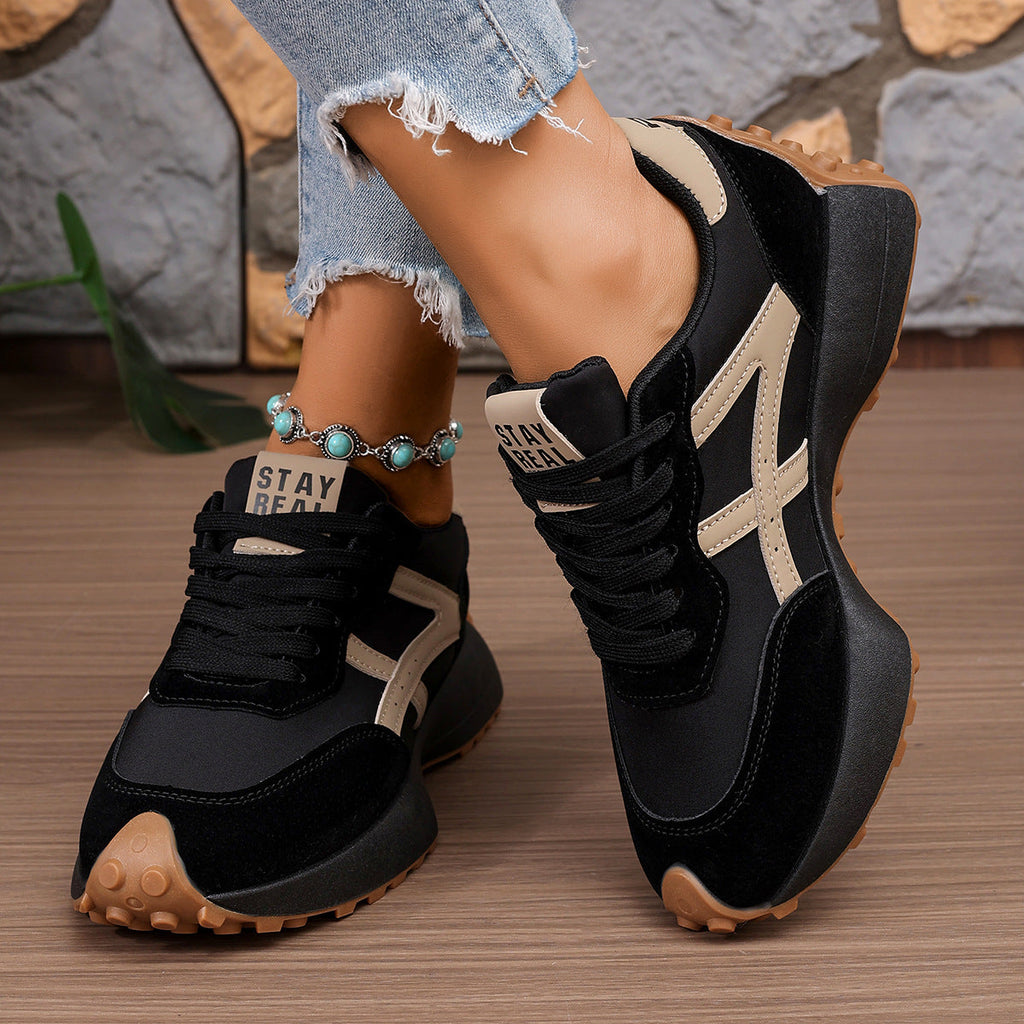 Women's Chunky Platform Sneakers – 3.5CM Thick Sole Casual Lace-Up Shoes