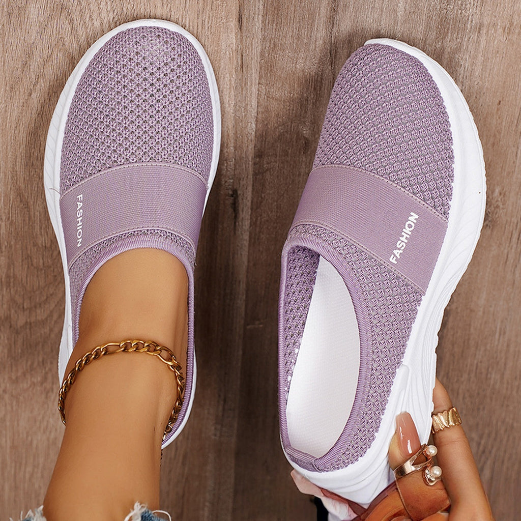 Women's Breathable Mesh Slip-On Sneakers - Lightweight Platform Casual Shoes