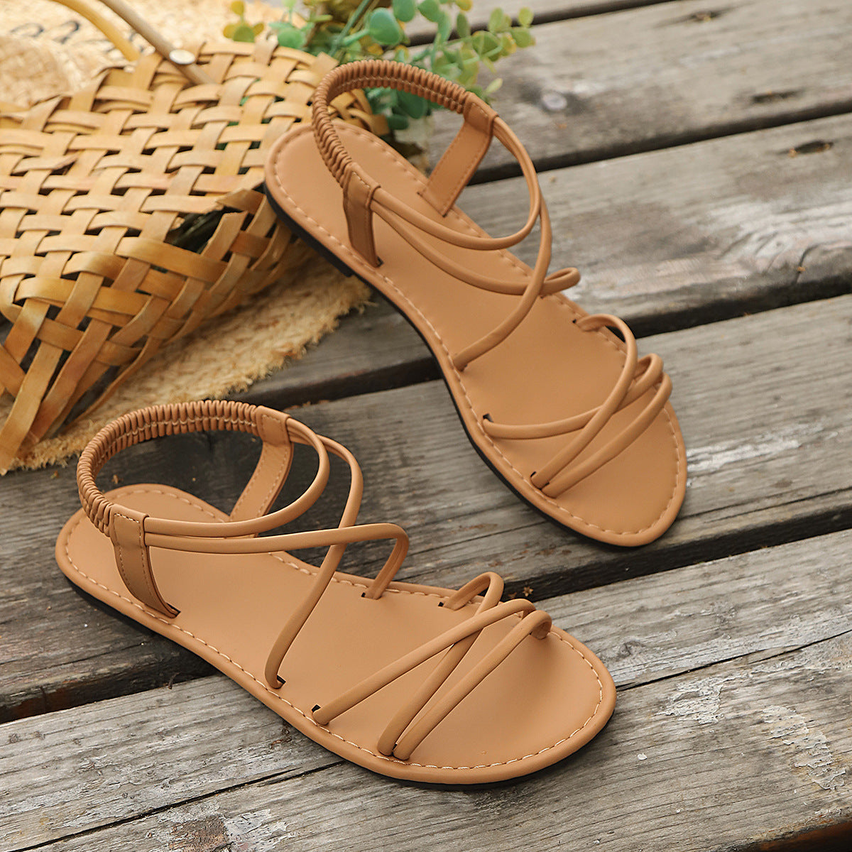Women's Criss-Cross Strappy Flat Sandals - Comfortable Open Toe Summer Shoes