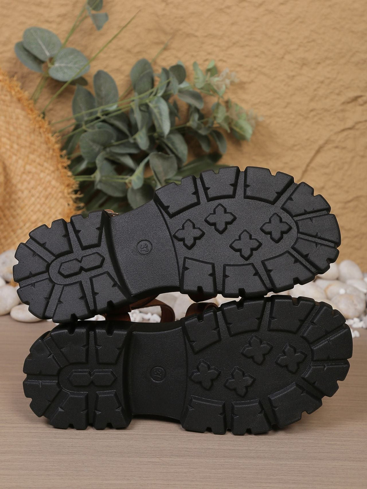 Women's Chunky Platform Strappy Sandals - Buckle Braided Open Toe Summer Shoes