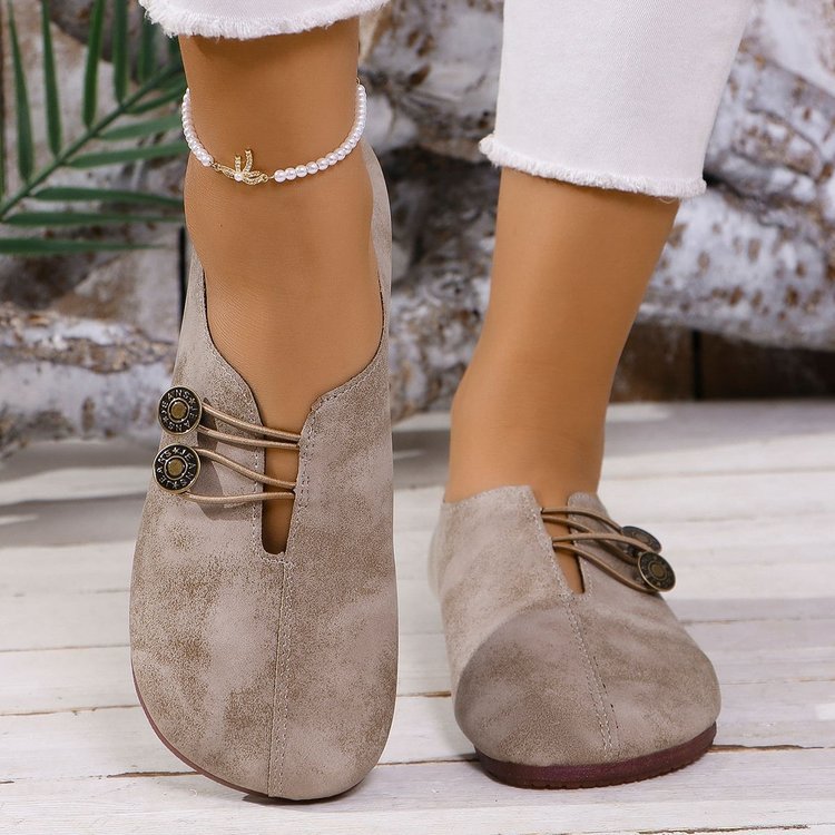 Classic Button Strap Comfort Flats – Casual Slip-On Loafers for Women