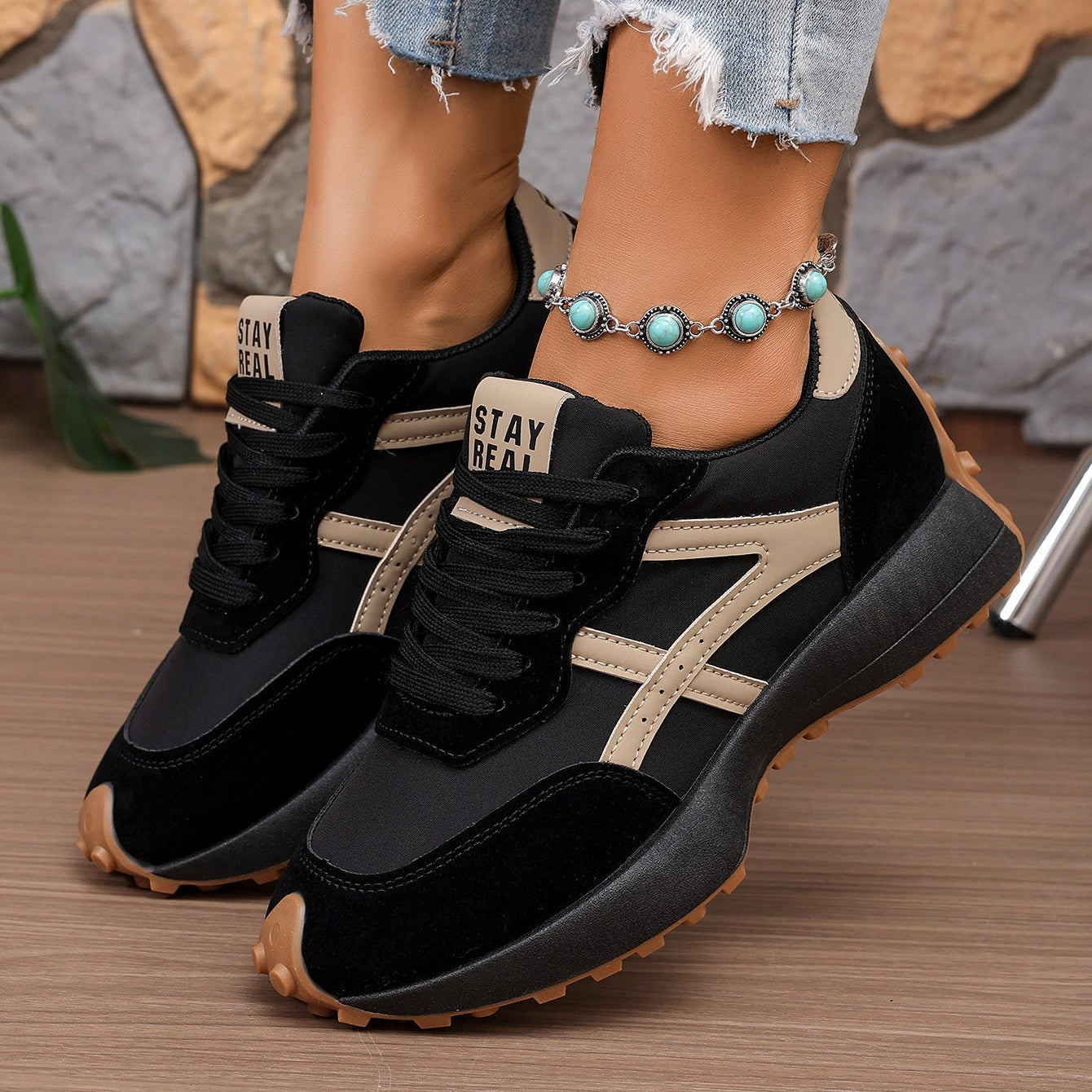 Women's Chunky Platform Sneakers – 3.5CM Thick Sole Casual Lace-Up Shoes