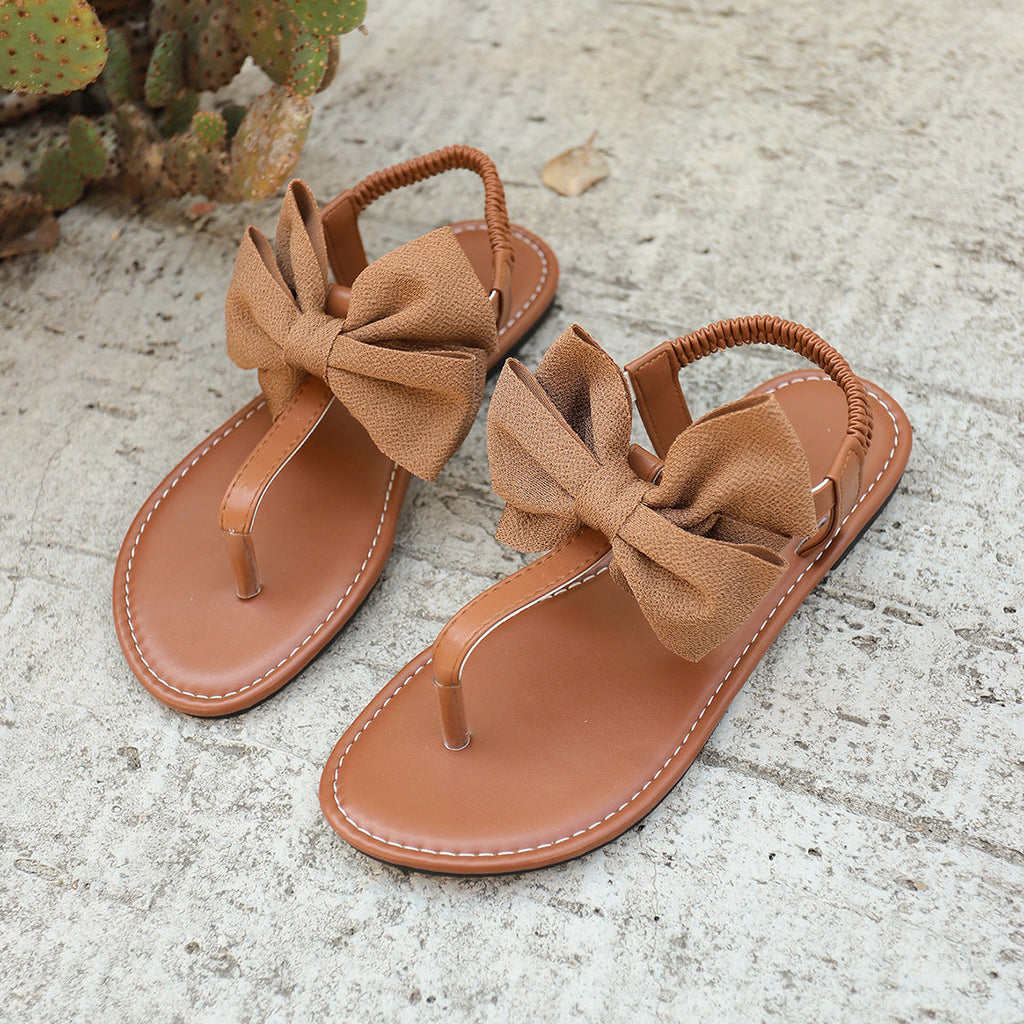 Women's Bowknot Flip Flops - Chic Large Bow Thong Sandals with Ankle Strap, Lightweight Summer Beach Shoes